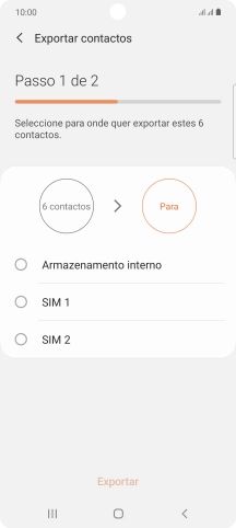 Prima o cartão SIM pretendido.