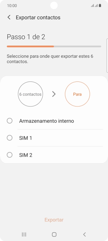 Prima o cartão SIM pretendido.