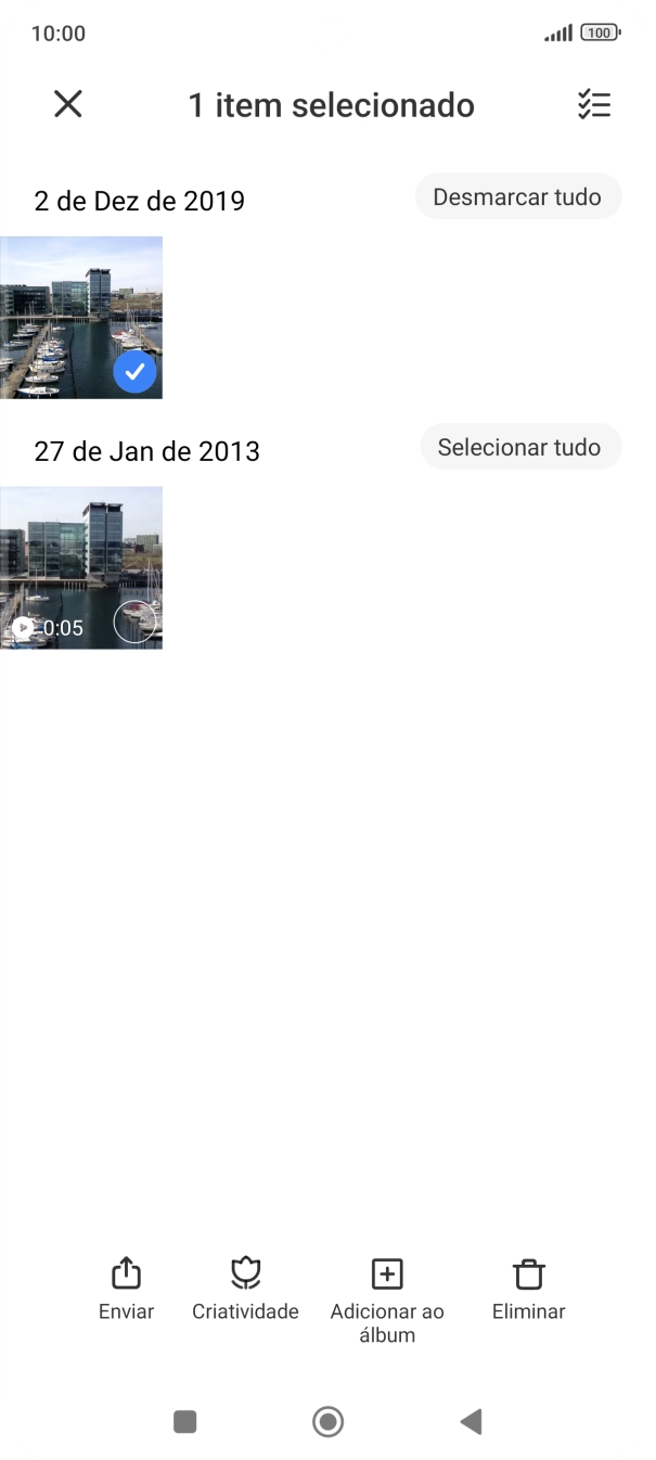 Prima o ícone para selecionar todos.