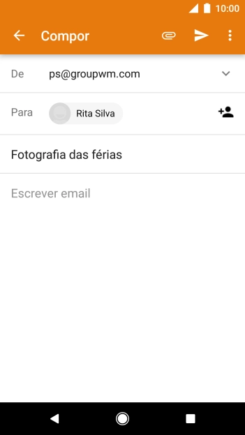 Prima o campo de escrita e escreva o texto do e-mail.