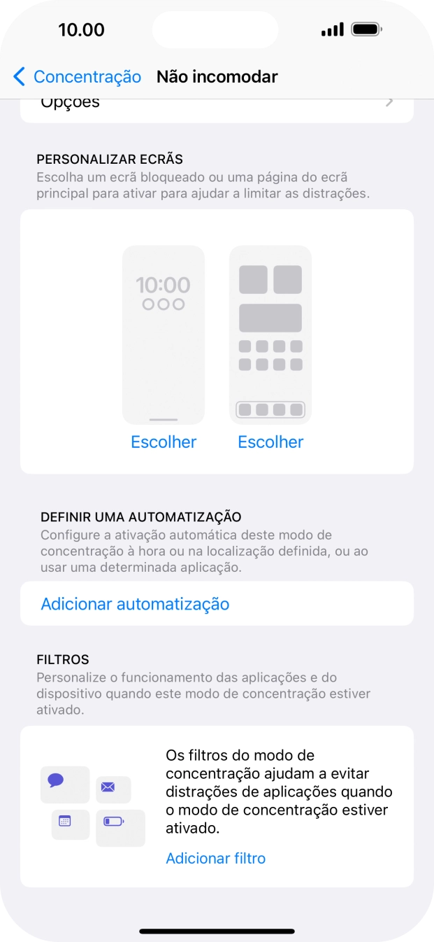 Prima Adicionar automatização e siga as indicações no ecrã para escolher as definições para ativação automática da função 