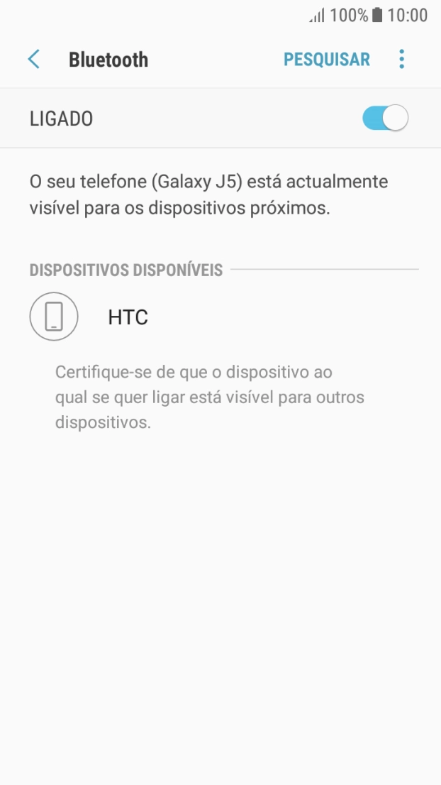 Prima o dispositivo Bluetooth pretendido e siga as indicações no ecrã para emparelhar o dispositivo pretendido com o telefone.