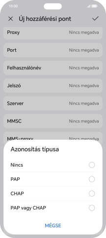 Válaszd a PAP lehetőséget.