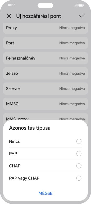 Válaszd a PAP lehetőséget.