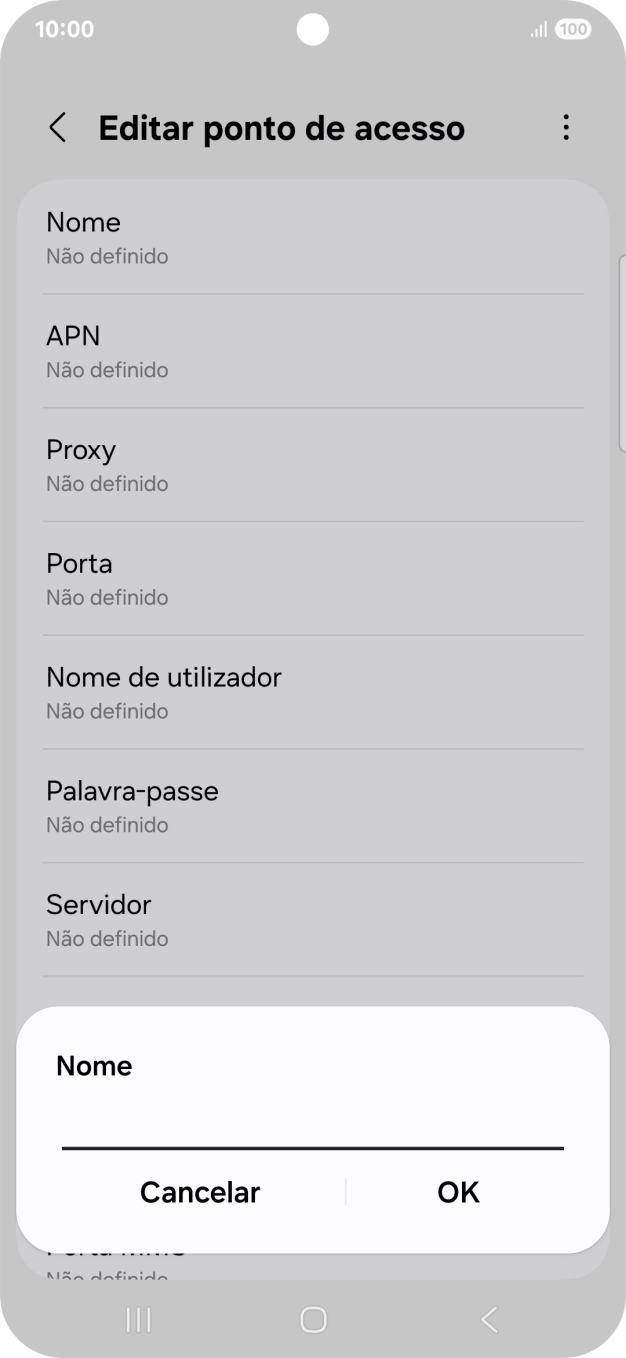 Introduza Vodafone Internet e prima OK.