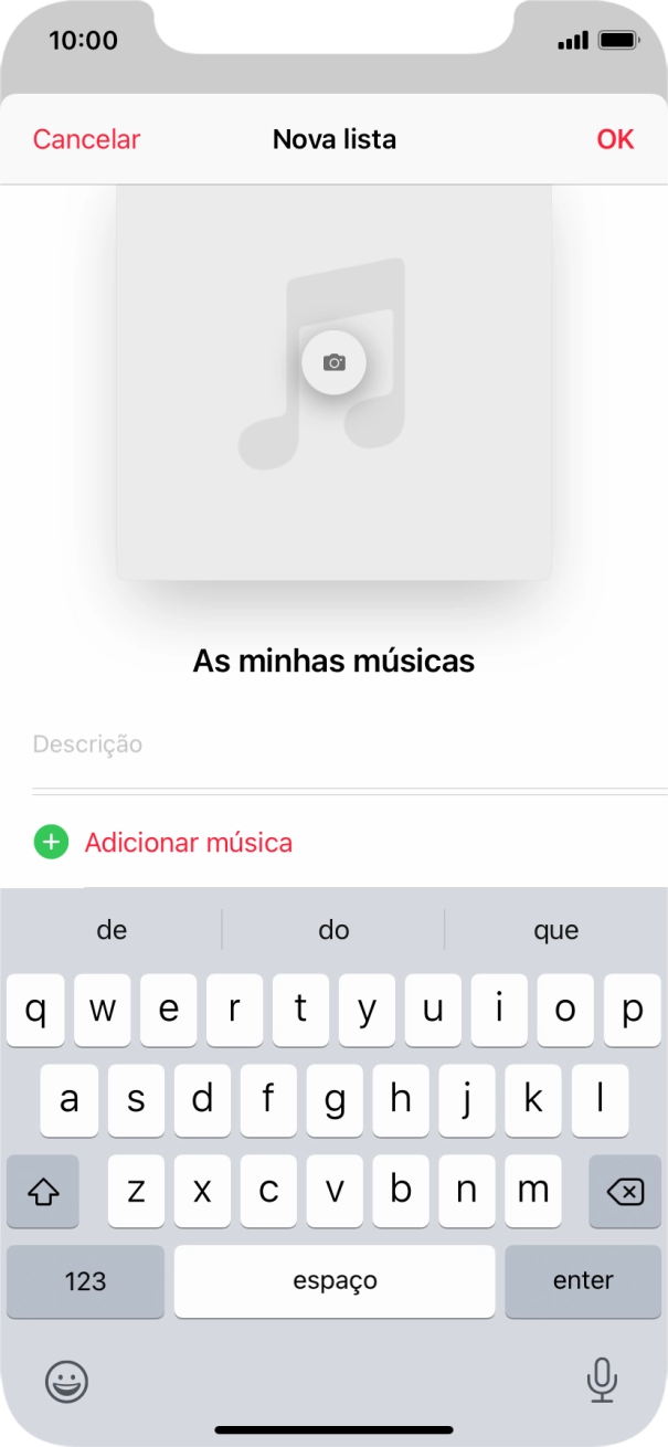 Prima Adicionar música.