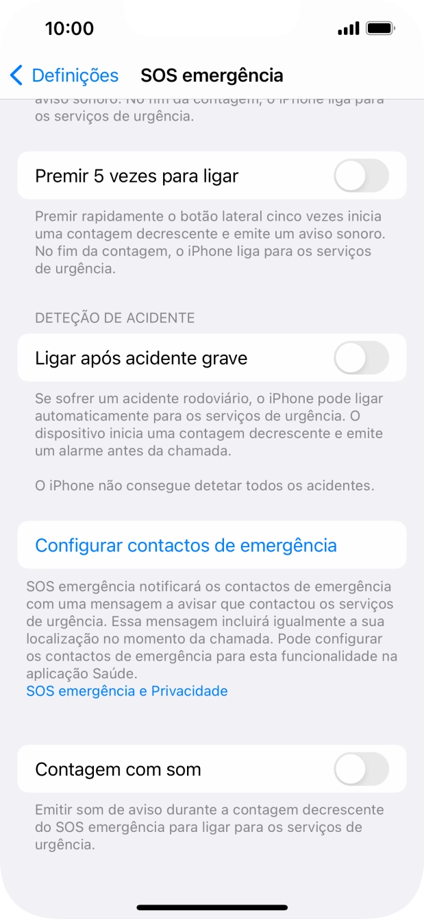 Prima Ligar após acidente grave para ativar a função.