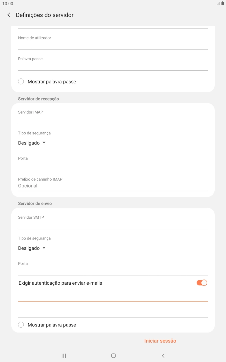 Prima o segundo campo sob 