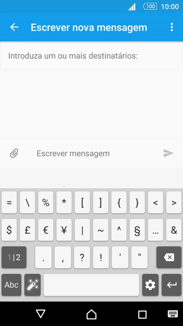 Prima Abc para voltar à introdução de texto.