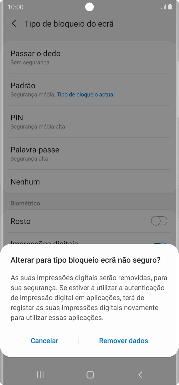 Prima Remover dados.