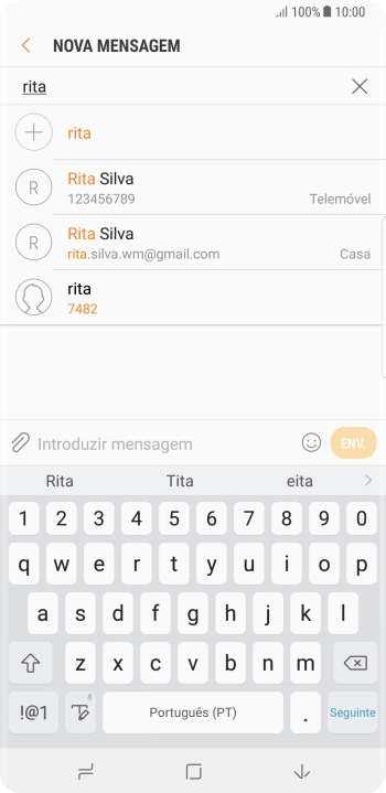 Prima o contacto pretendido.
