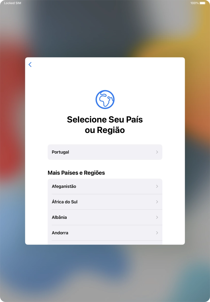 Prima a área ou país pretendido.