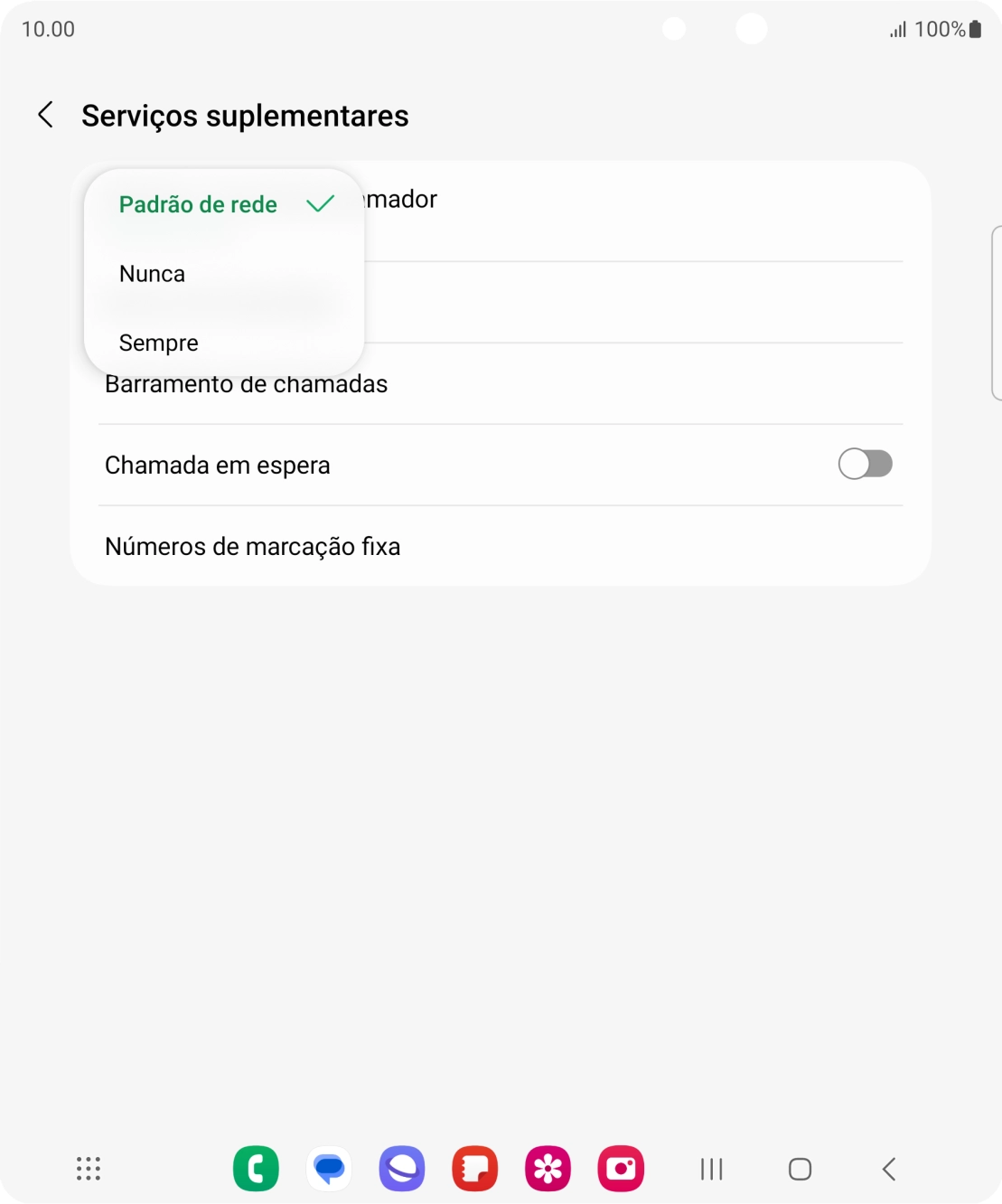 Prima Sempre para ativar a visualização do seu número.