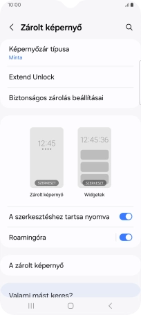 Válaszd a Képernyőzár típusa lehetőséget, és írd be a képernyőzárkódot.