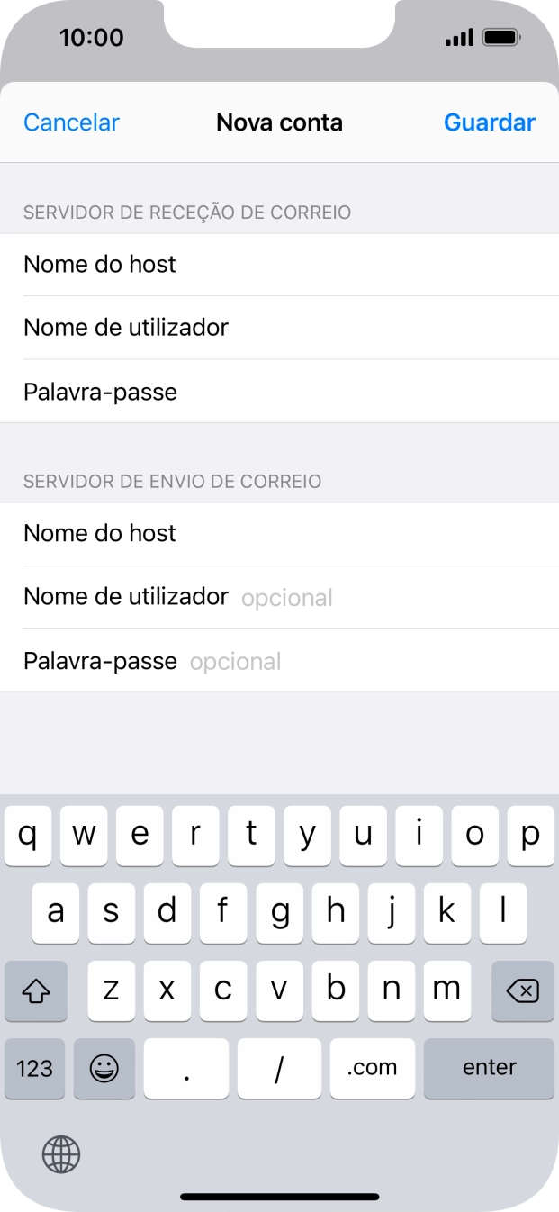 Prima Nome de utilizador e introduza o nome de utilizador da sua conta de e-mail na Vodafone.
