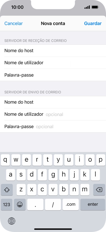 Prima Nome de utilizador e introduza o nome de utilizador da sua conta de e-mail na Vodafone.