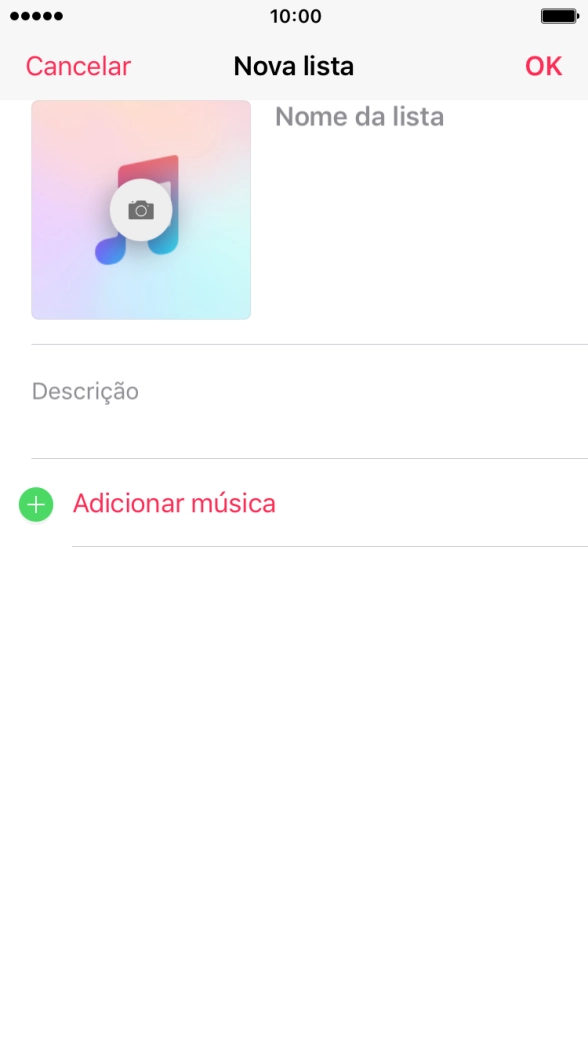 Prima o campo de escrita e introduza o nome da lista de reprodução.