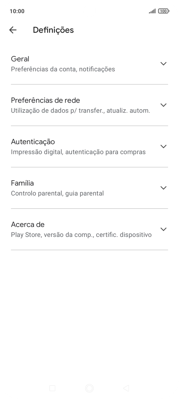 Prima Preferências de rede.
