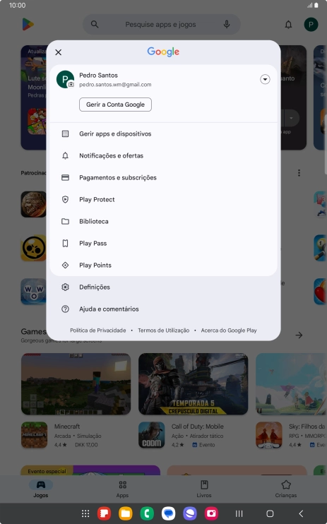 Prima Gerir apps e dispositivos.
