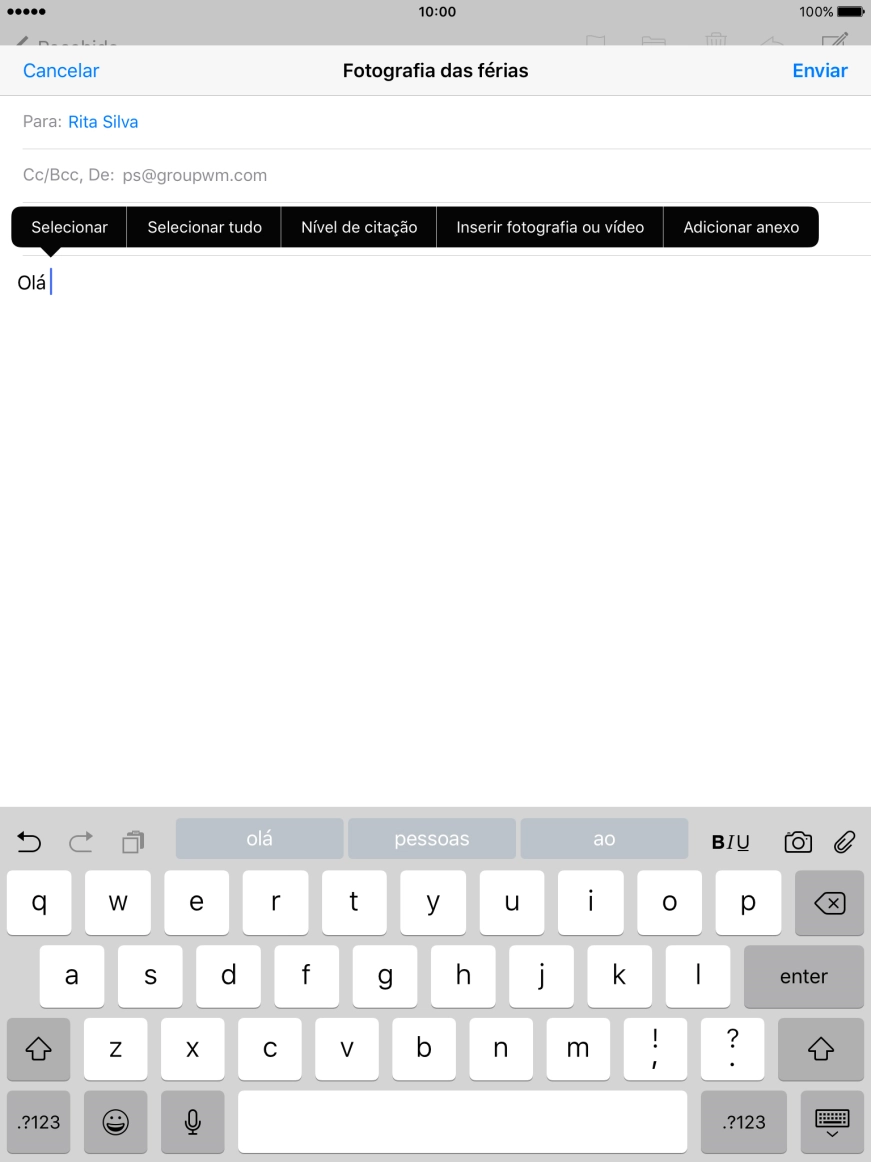 Prima Adicionar anexo e siga as indicações no ecrã para anexar um documento.