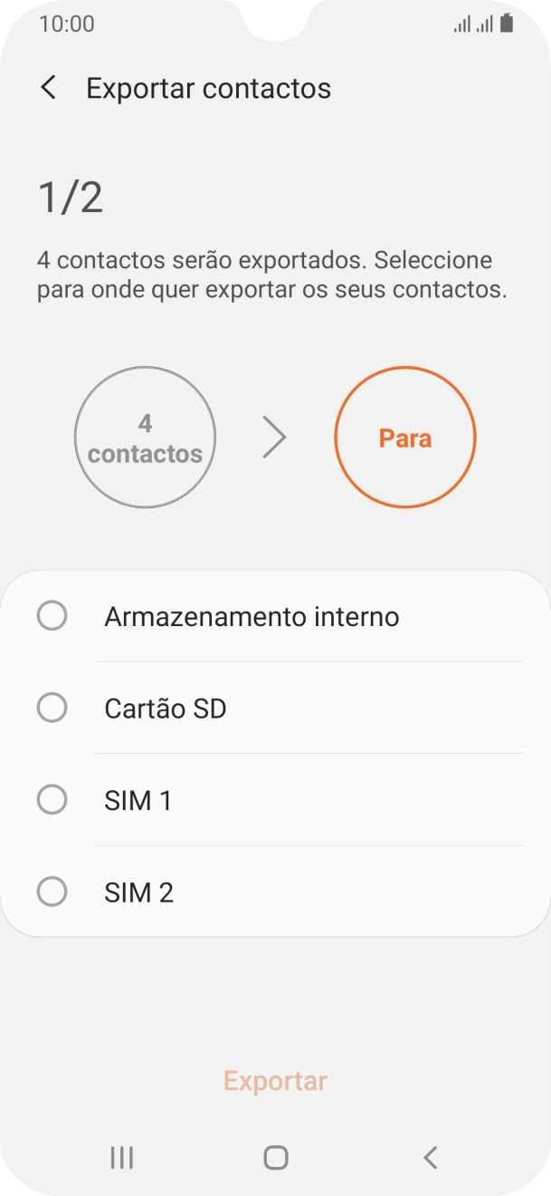 Prima o cartão SIM pretendido.