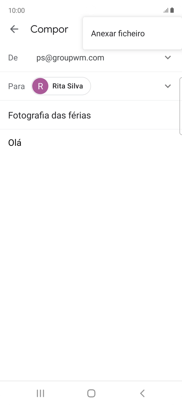 Prima Anexar ficheiro e vá até à pasta pretendida.