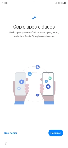 É possível transferir conteúdo de outro telefone quando o telefone for ativado antes da primeira utilização e quando o telefone tiver sido reiniciado. Quando esta imagem for mostrada no ecrã, o telefone está pronto para transferir conteúdo de outro telefone.
