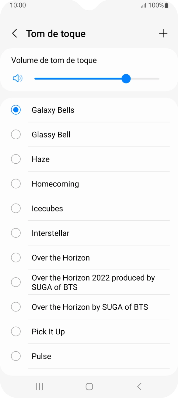 Prima os tons de toque pretendidos para os ouvir.