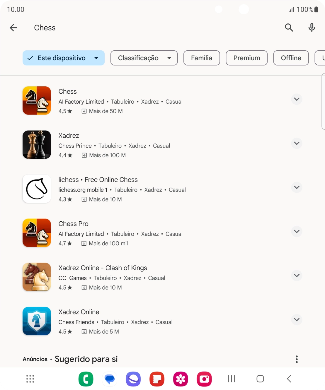 Prima a app pretendida.