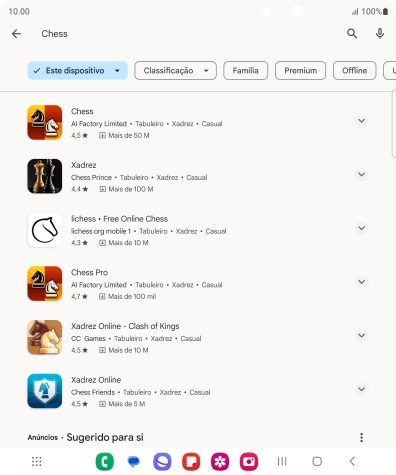 Prima a app pretendida.