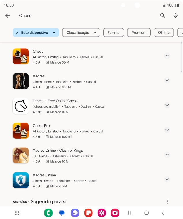 Prima a app pretendida.