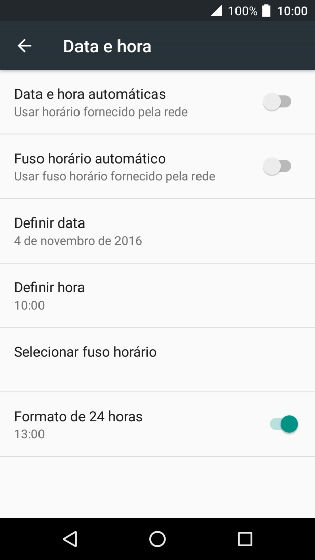 Prima Data e hora automáticas para ativar a função.