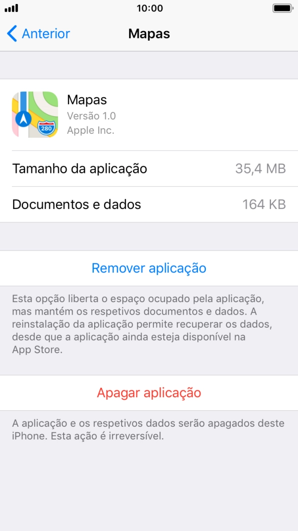Prima Remover aplicação.