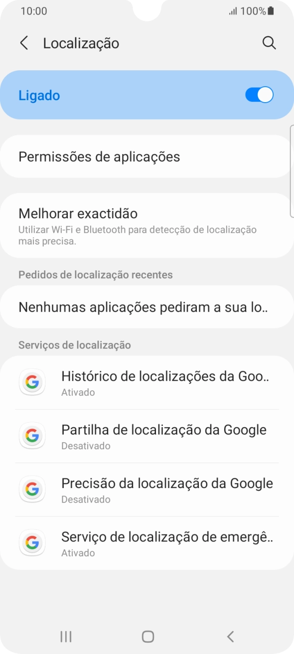 Prima Permissões de aplicações.