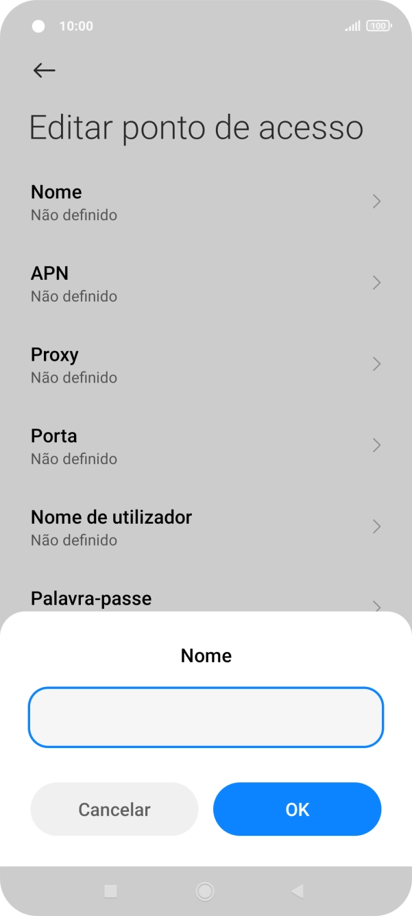 Introduza Vodafone Internet e prima OK.