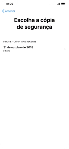 Prima a cópia de segurança pretendida e aguarde enquanto o telefone restaura o conteúdo a partir da cópia de segurança escolhida. Siga as indicações posteriores no ecrã para configurar o telefone de modo que este fique pronto a ser utilizado.