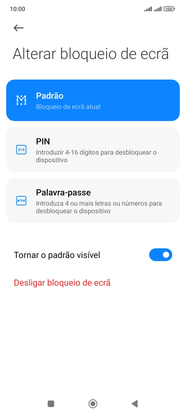 Prima Desligar bloqueio de ecrã e introduza o código adicional de bloqueio do telefone que criou anteriormente.