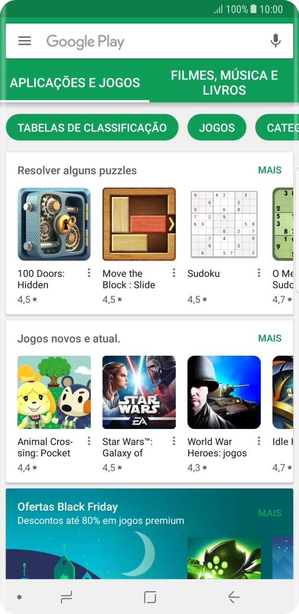 Deslize o dedo sobre o ecrã da esquerda para a direita.