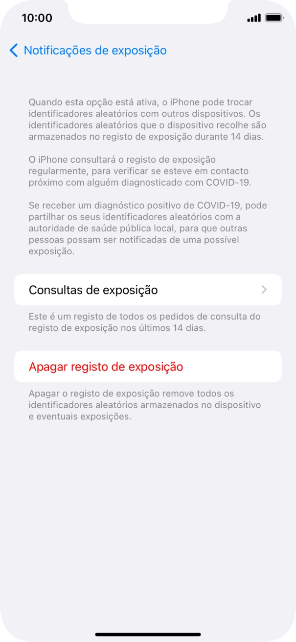 Prima Apagar registo de exposição.