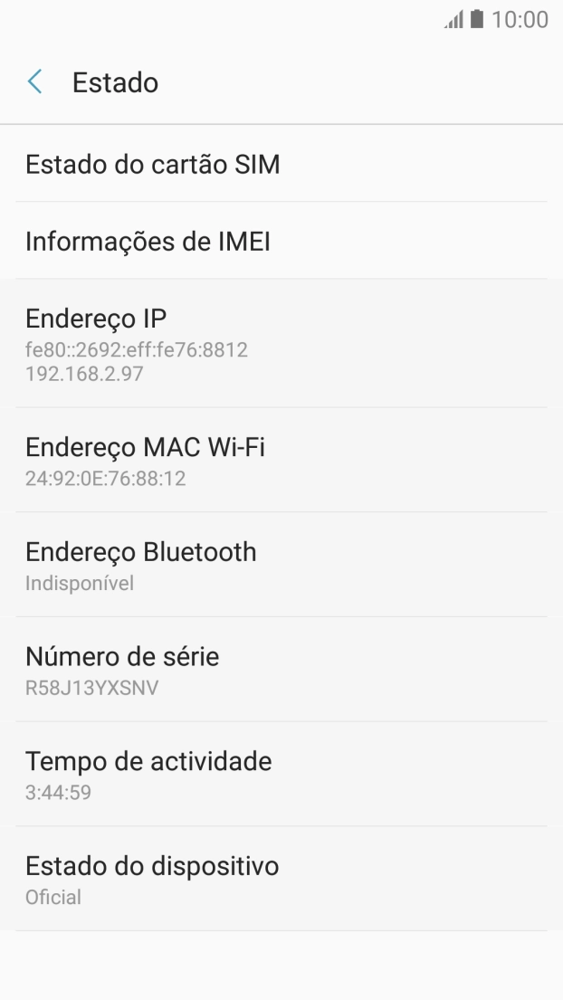 Prima  Informações de IMEI.
