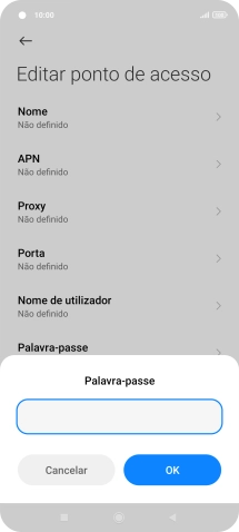 Introduza vodafone e prima OK.