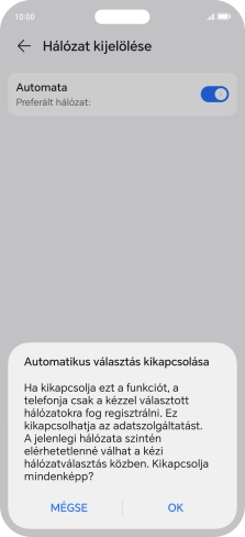 Válaszd az OK lehetőséget, és várj, amíg a telefon keresi az elérhető hálózatot.