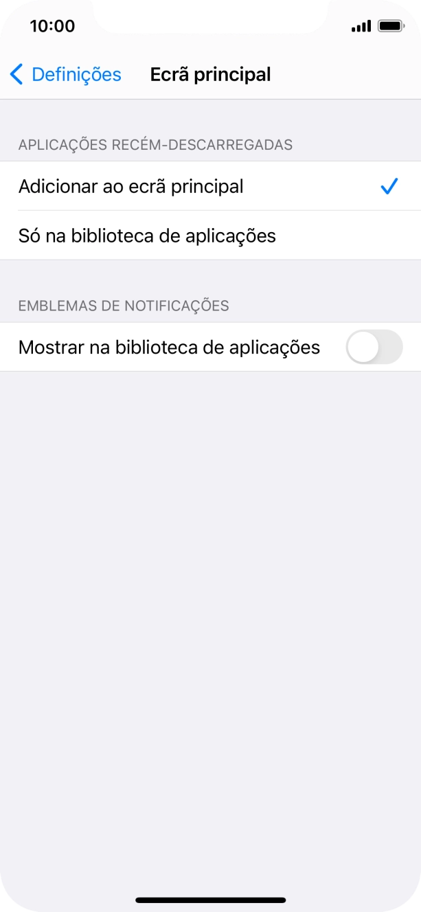 Para adicionar apps recém descarregadas ao ecrã inicial e à biblioteca de apps, deve premir Adicionar ao ecrã principal.