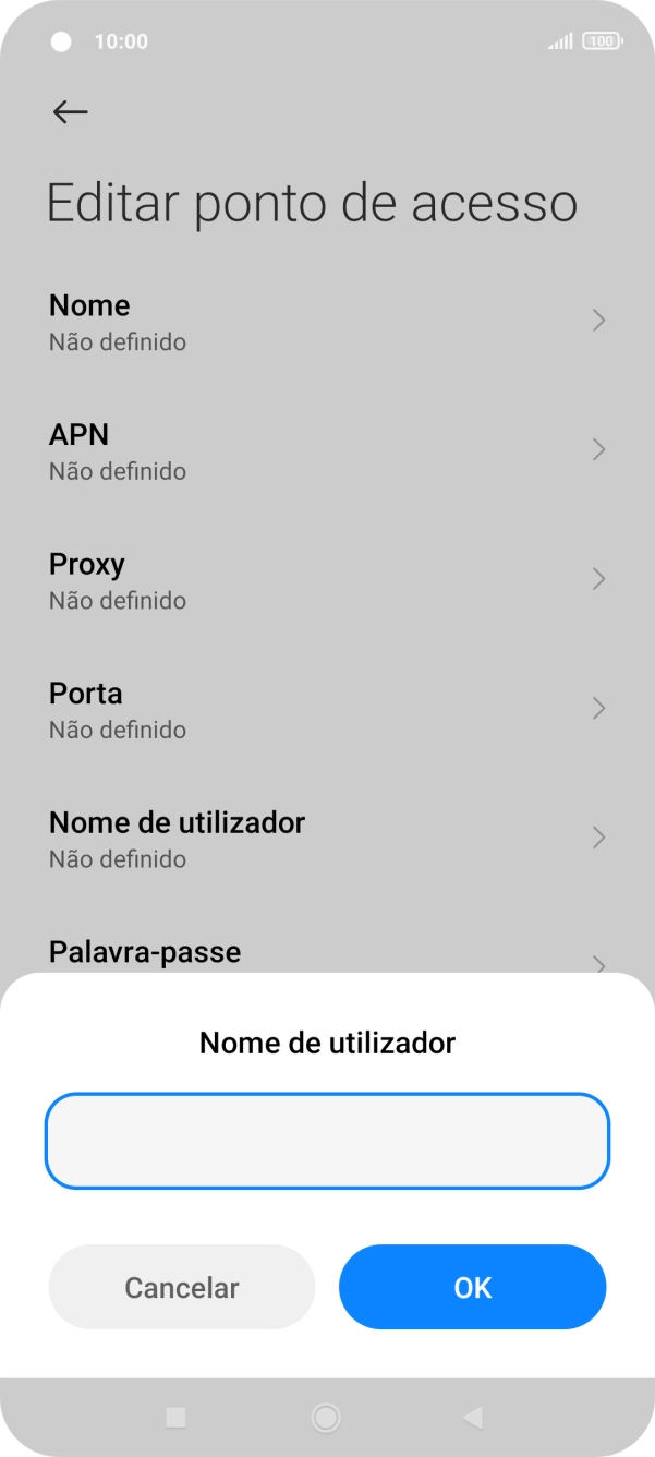 Introduza vodafone e prima OK.