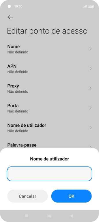Introduza vodafone e prima OK.