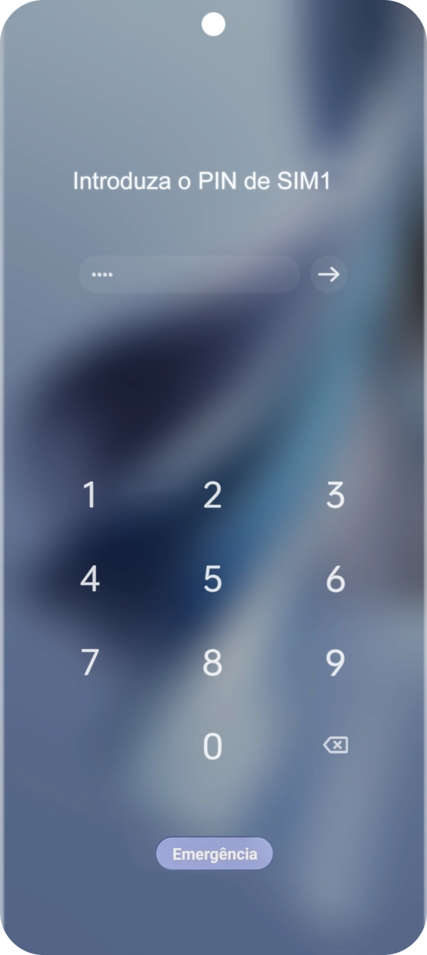 Se o cartão SIM estiver bloqueado, deve introduzir o seu código PIN e premir a seta para a direita.
