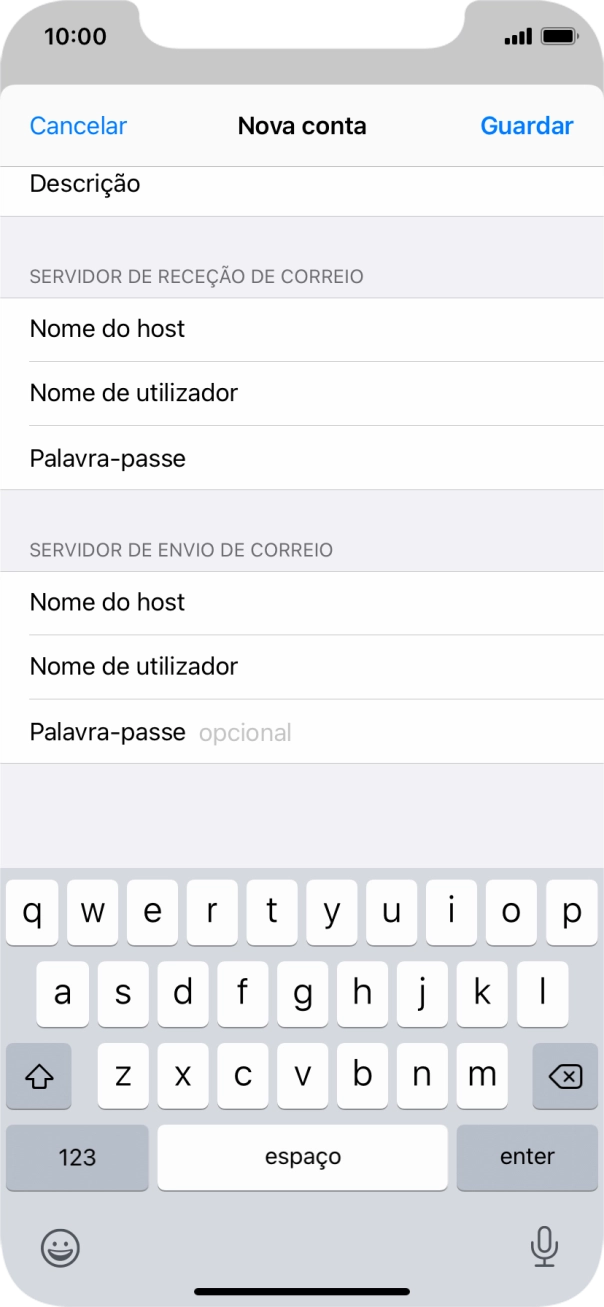 Prima Palavra-passe e introduza a password da sua conta de e-mail.