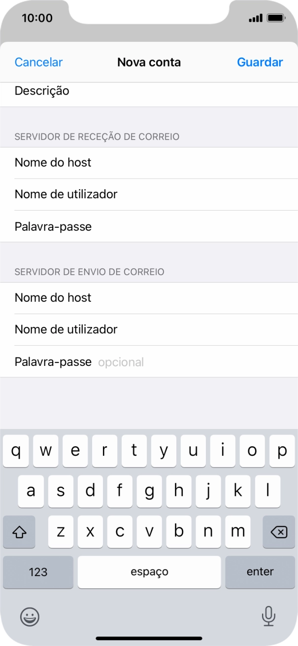 Prima Palavra-passe e introduza a password no servidor de envio do seu fornecedor de e-mail.