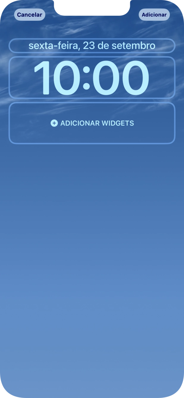 Se pretender personalizar a visualização da data no ecrã de bloqueio, prima o widget de data e siga as indicações no ecrã para escolher a visualização pretendida para o widget.