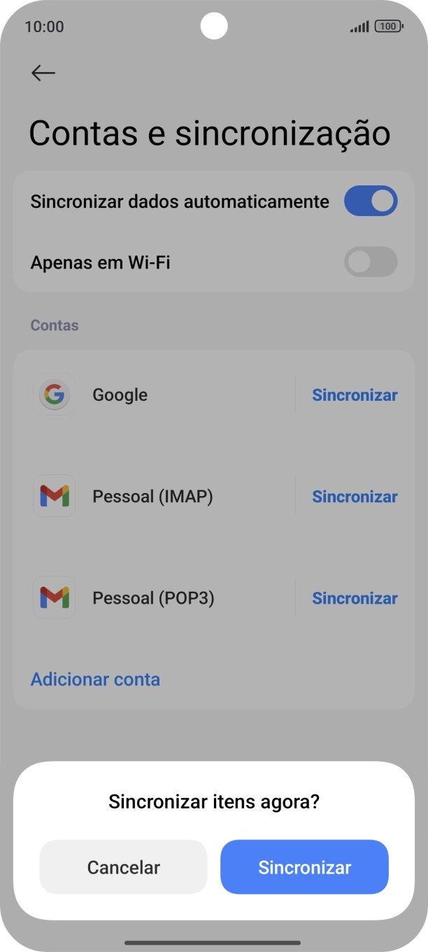 Se ativar a função, prima Sincronizar.